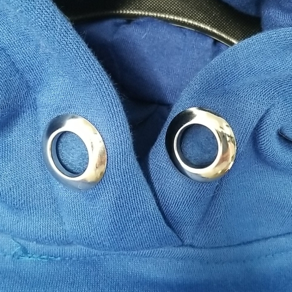 Blue cropped oversized hoodie sweatshirt - Picture 2 of 9